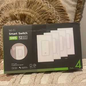 Wi-Fi Smart Light Switch SW5. 4 Pack. Alexa & Google Compatible. White – New